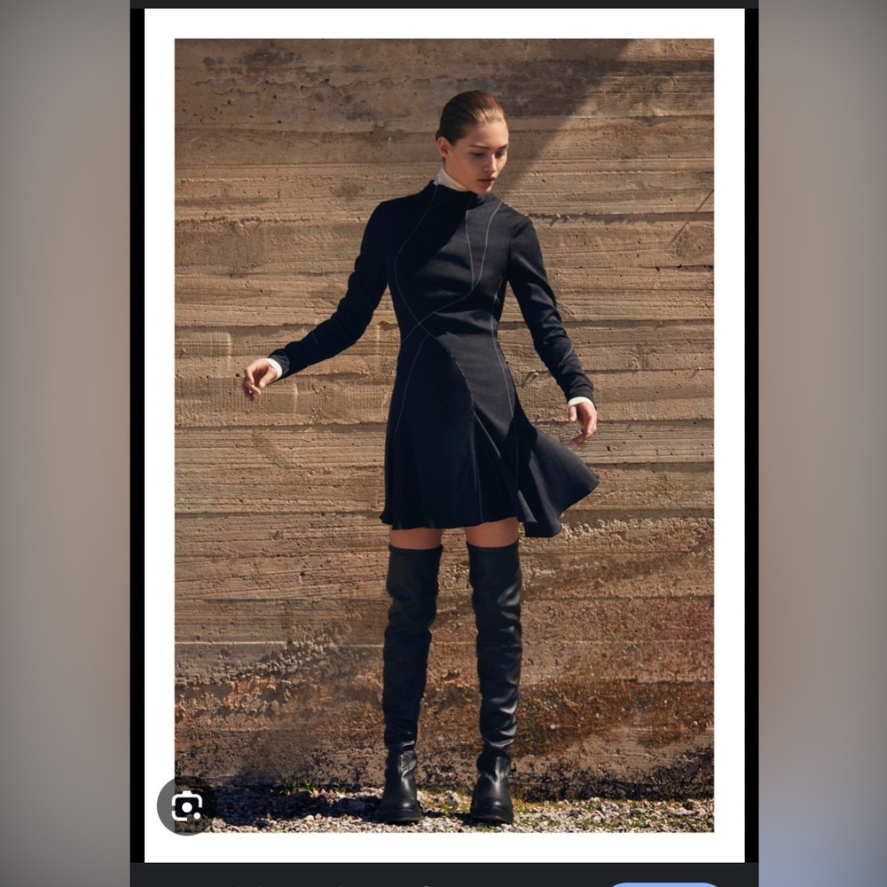 H&M studio A/W 2017 black asymmetrical stitched dress- satin